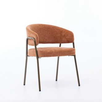 Urban Meuble Silla de comedor de chenilla naranja con reposabrazos