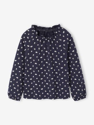 Vertbaudet M&auml;dchen Blusenshirt mit R&uuml;schenkragen marine