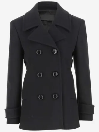 Valentino Black Double Breasted Wool Coats