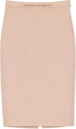 Elisabetta Franchi High-waist Midi Pencil Skirt - Dames - Kokerrokken - Beige - XL - Rokken