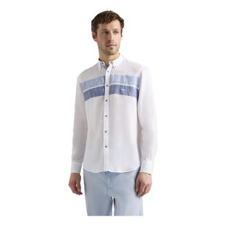 Harmont & Blaine Casual Shirts, male, White, Size: 2XL Linen Shirt