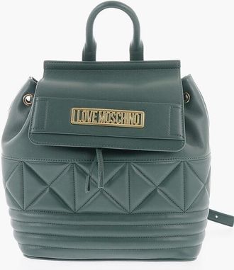 Moschino LOVE Quilted Faux Leather Backpack with Metal Golden Logo size Unica
