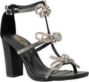 Chase + Chloe by Intouch Footwear Rhinestone Bow T-Strap Sandal in Black at Nordstrom Rack, Size 5.5