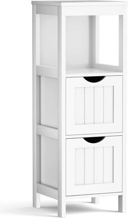 Costway Muebles Ba&ntilde;o, Cajonera Ba&ntilde;o Con 1 Estante Y 2 Cajones Extra&iacute;bles, Armario Ba&ntilde;o Estrecho Lateral, 30 X 30x 90cm, Sala Cocina Comedor (blanco) - Costway