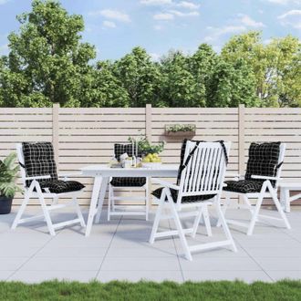 vidaXL Cuscini Sedia Schienale Basso 4 pz Quadri Nero Tessuto Oxford Vidaxl
