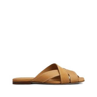 Tod's Crisscross Strap Sandals - female - Tods - Sliders - Brown - 4 1/2 UK - Shoes