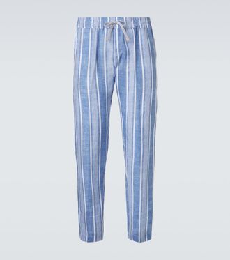 Fedeli Striped linen straight pants