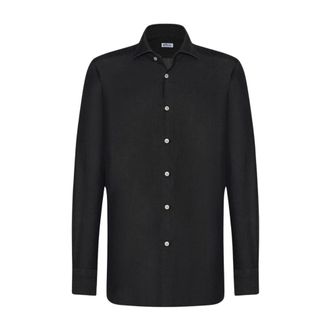 Kiton Denim overhemd met sportieve allure - Heren - Spijkeroverhemden - Zwart - 2XL - Denim - Overhemden