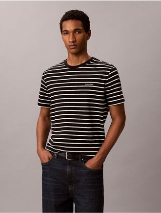 Calvin Klein Mens Striped Liquid Touch Tee - Black - M