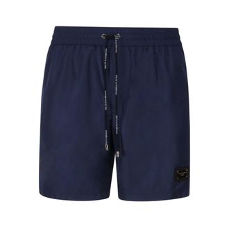 Dolce & Gabbana Badmode, Heren, Blauw, S, Polyester, Zwemshorts halflang met logolabel
