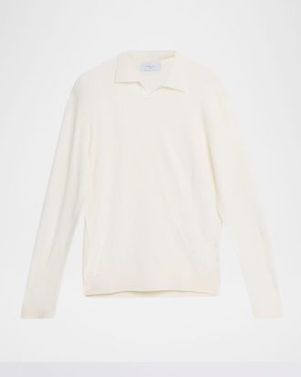 Boglioli Men & apos;s Wool Chevron-Knit Johnny Collar Polo Sweater