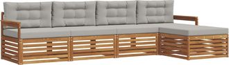 vidaXL Conjunto De Sof&aacute;s De Exterior 5 Uds. Natural Y Gris Claro Vidaxl