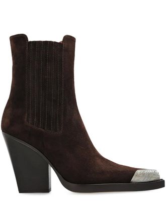 PARIS TEXAS 100mm Dallas metallic-toe suede boots - women - Leather - 33 - Brown