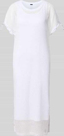 Marc Cain Semitransparentes Midikleid mit Rundhalsausschnitt in Weiss, Gr&ouml;&szlig;e 38