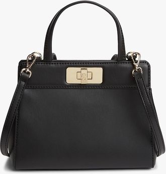 Tommy Hilfiger Womens Monogram Turnlock Mini Satchel Bag - Black