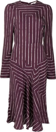 Stella McCartney striped silk midi dress - women - Silk - 42 - Red