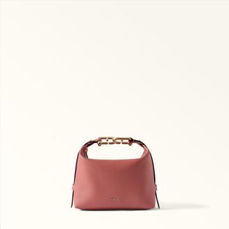 Furla Tonie Borsa A Spalla Xl Rosewood Rosa Pelle Morbida Testurizzata Ares Donna