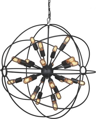 Signature Lámpara de araña redonda de metal gris D.100 cm