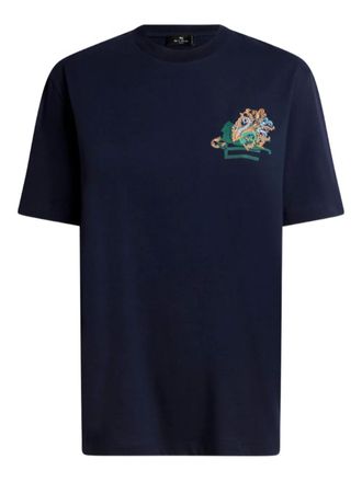 Etro logo-embroidery T-shirt - Blue