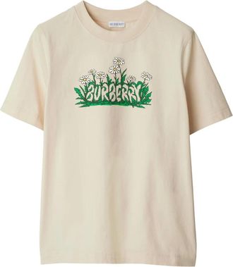 Burberry T-Shirts, female, Beige, Size: XS Daisy Logo Print Cotton T-shirt