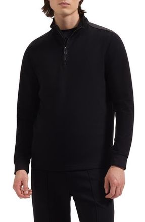 Bugatchi Soft Touch Quarter Zip Sweatshirt in Black at Nordstrom, Size Xx-Large