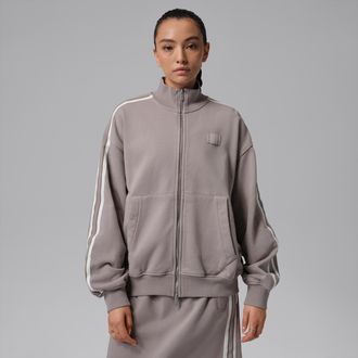 Nike Jordan Womens Jordan Flight Fleece French Terry Full-Zip Jacket in Grey | IF1027-016