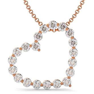Pompeii3 1 Ct Diamond Heart Pendant Necklace in White, Yellow, or Rose Gold Lab Grown