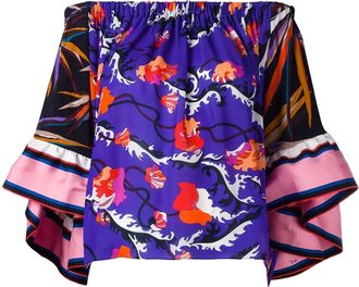 Pucci off shoulder floral blouse - Multicolore