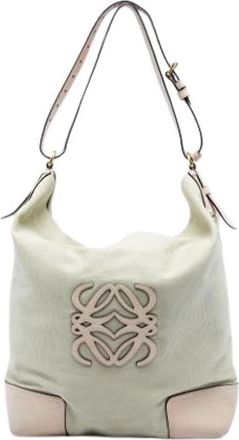 Loewe Pre-owned Canvas Shoulder Bag - Dames - Vintage Schoudertas - Beige - ONE Size - Leer - Vintage
