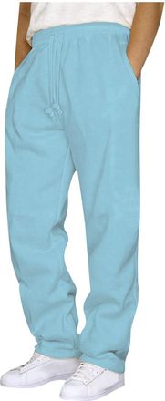 Generic Mens Jogging Bottoms Open Hem Joggers Sweatpants Elasticated Waist Wide Leg Trousers Solid Color Tracksuit Bottoms Sweat Track Pants Activewear Sports