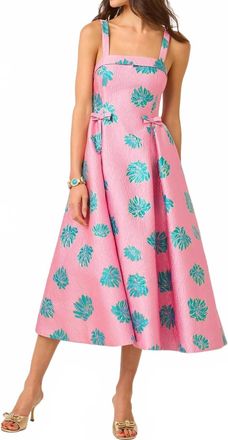 Lilly Pulitzer Rissy Midi Dress In Conch Shell Pink Jungle Flower Brocade