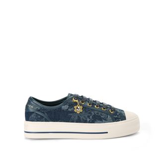 Kurt Geiger Womens Lace Up Sneaker Sneakers - Blue Fabric - Size UK 3