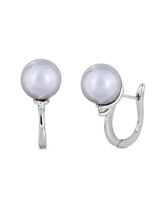 Belpearl Belpearl 14K 0.08 Ct. Tw. Diamond & 9 Mm Akoya Pearl Earrings