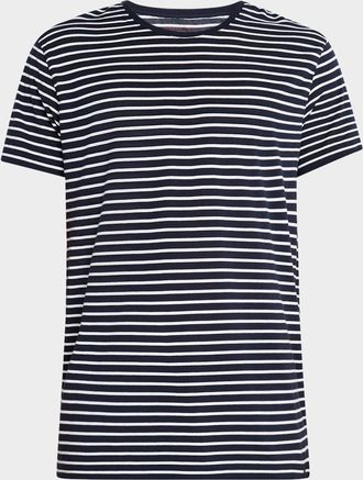 Derek Rose Mens Ryder Horizontal Stripe Crewneck T-Shirt