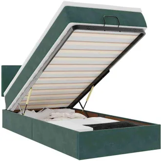 vidaXL Estructura De Cama Otomana Colch&oacute;n Terciopelo Verde Oscuro
