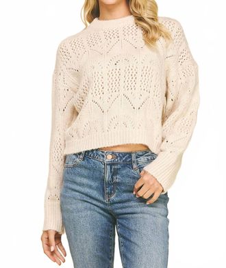 Pinch Design Eyelet Detail Sweater In Cream