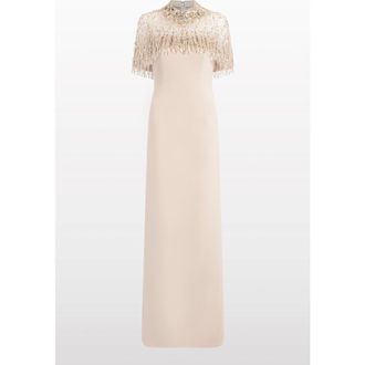 Jenny Packham Livia Beaded-Embellishment Maxi Dress in Moonstone at Nordstrom, Size 10 Uk