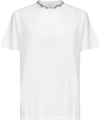 Golden Goose T-shirt met Cabochon Kristallen - Dames - T-shirts - Wit - L - Katoen - Tops