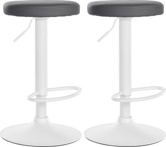 Clp Clp - Set De 2 Taburetes De Bar Ponte En Polipiel Gris Metal Blanco Mate
