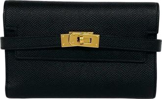 Herm&egrave;s Black Epsom Leather Wallet (Tri-Fold) (Pre-Owned)