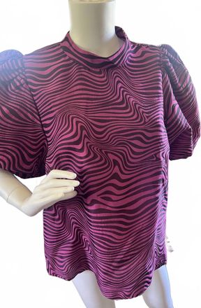 THML Clothing Womens Puff Sleeve Print Top In Fuchsia