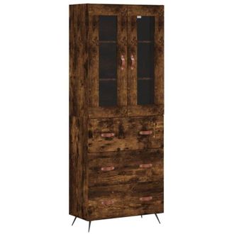 vidaXL Vidaxl - Aparador Alto Madera Contrachapada Roble Ahumado 69,5x34x180 Cm