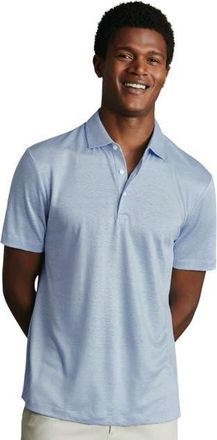CHARLES TYRWHITT Short Sleeve Linen Polo in Sky Blue at Nordstrom, Size Xx-Large