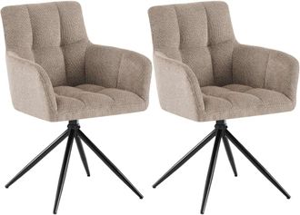 Clp Set de 2 silla de comedor giratorio en tela gris topo