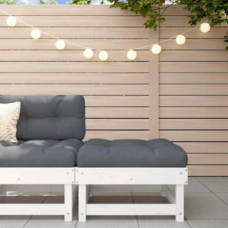 vidaXL Taburete De Jard&iacute;n Con Coj&iacute;n Madera Maciza De Pino Blanco Vidaxl