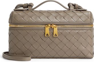 Bottega Veneta Intrecciato Leather Convertible Vanity Case in 2817 Limestone-Gold at Nordstrom