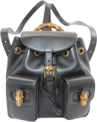 Gucci Pre-owned Vintage Rugzak - Dames - Vintage Rugzakken - Zwart - ONE Size - Leer - Vintage