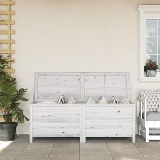 Berkfield Home Garden Storage Box White 150x50x56.5 cm Solid Wood Fir