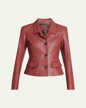 Ferragamo Cervo Single-Breasted Leather Jacket