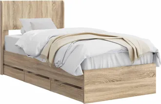 vidaXL Estructura De Cama Con Almacenamiento Y Cabecero Roble Sonoma Vidaxl